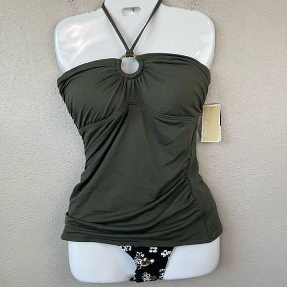 NWT MICHAEL Kors Ivy Tankini Top and Matching Black Ivy Bottoms Multiple Sizes - Picture 1 of 8